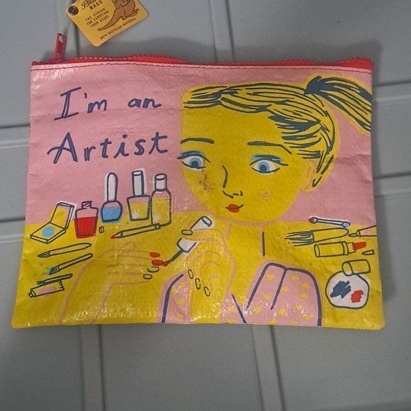I'm an Artist Pink & Yellow Cosmetic Pouch! NWT - Picture 2 of 4